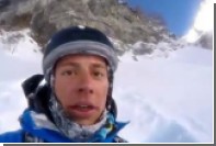 Лыжник снял на видео свое падение с 45-метровой высоты