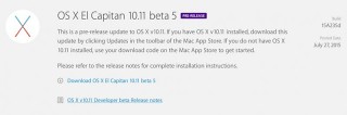 Apple  OS X 10.11 El Capitan beta 5  