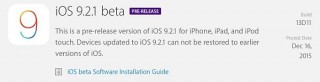 Apple  iOS 9.2.1 Beta  